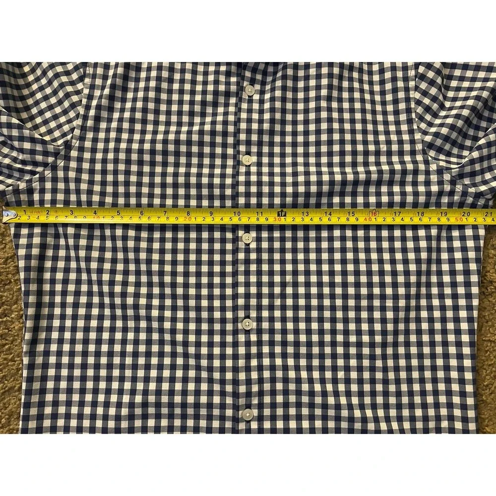 Mizzen & Main Leeward Long Sleeve Button Up Shirt Blue Check Logo Small JBHS
